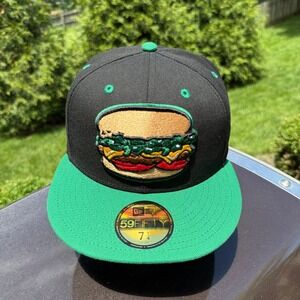 Albuquerque Isotopes Burger Theme Night New Era 59FIFTY 7 1/4 Green Cap New